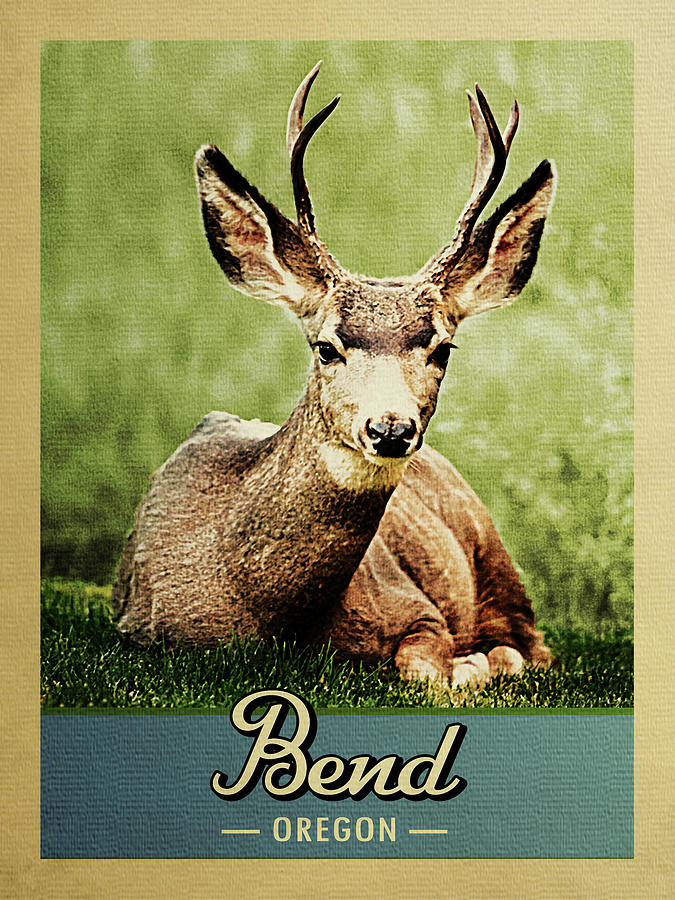 Bend Oregon Vintage Deer Digital Art by Flo Karp