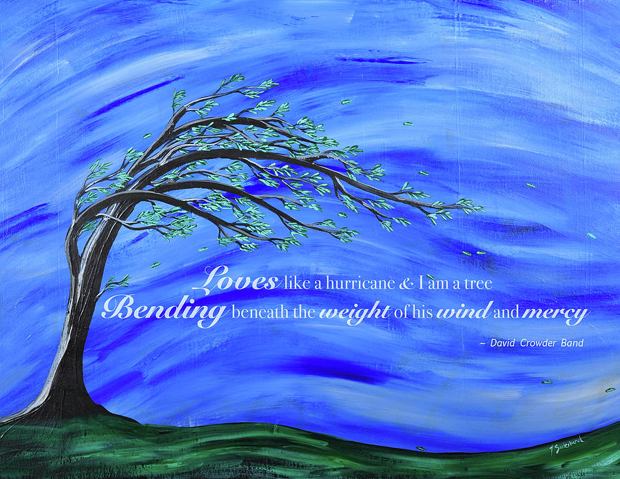 Bending Tree with lyrics Painting by Jessie Adelmann