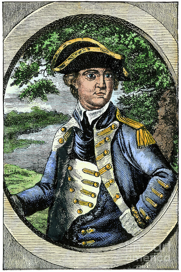 Benedict Arnold (1741-1801), Portrait Published In Nuremburg, 1778 Hand-colored Woodcut Of An 18th-century Illustration Drawing by American School Benedict Arnold (1741-1801), Portrait Published In Nuremburg, 1778 Hand-colored Woodcut Of An 18th-century Illustration Drawing by American School