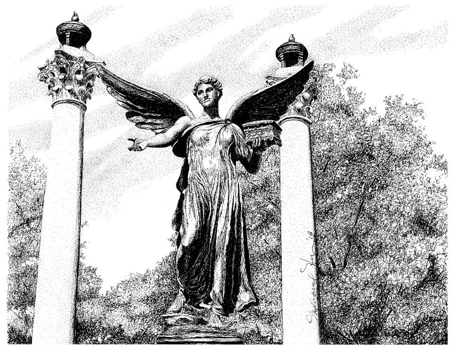 Beneficence Statue, Ball State University, Muncie, Indiana Drawing by Stephanie Huber