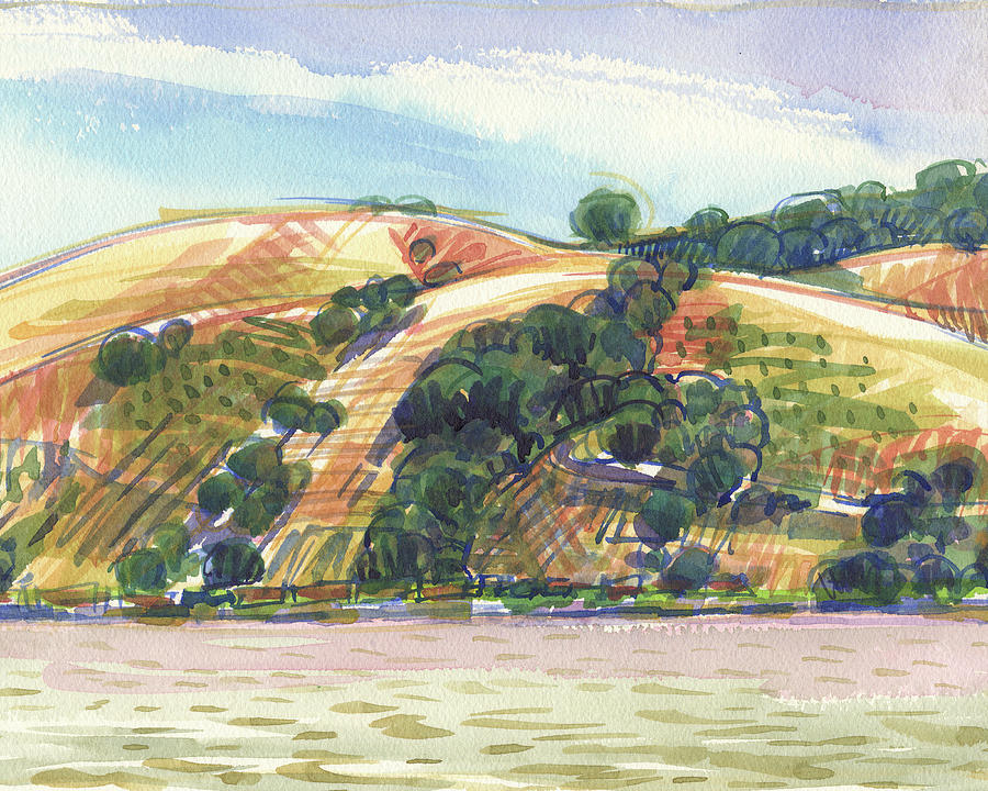 Benicia across the Strait from 9th Street Park Painting by Judith Kunzle
