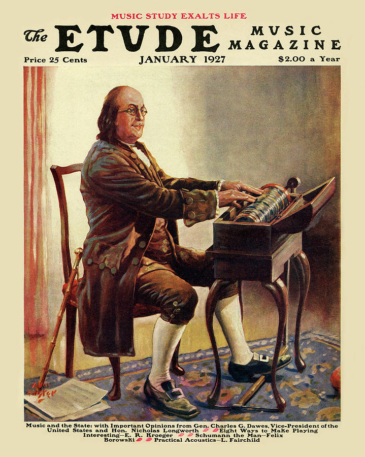 Benjamin Franklin in the Armonica Painting by A.f. Benjamin Franklin in the Armonica Painting by A.f.