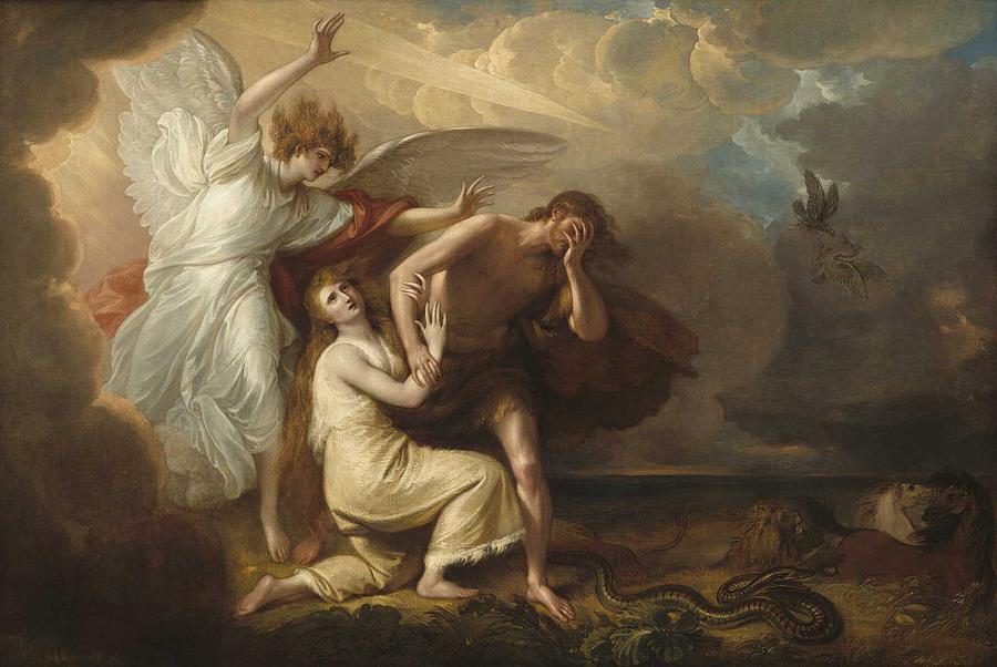 Paradise Painting - Benjamin West  The Expulsion of Adam and Eve from Paradise  1791  by Celestial Images