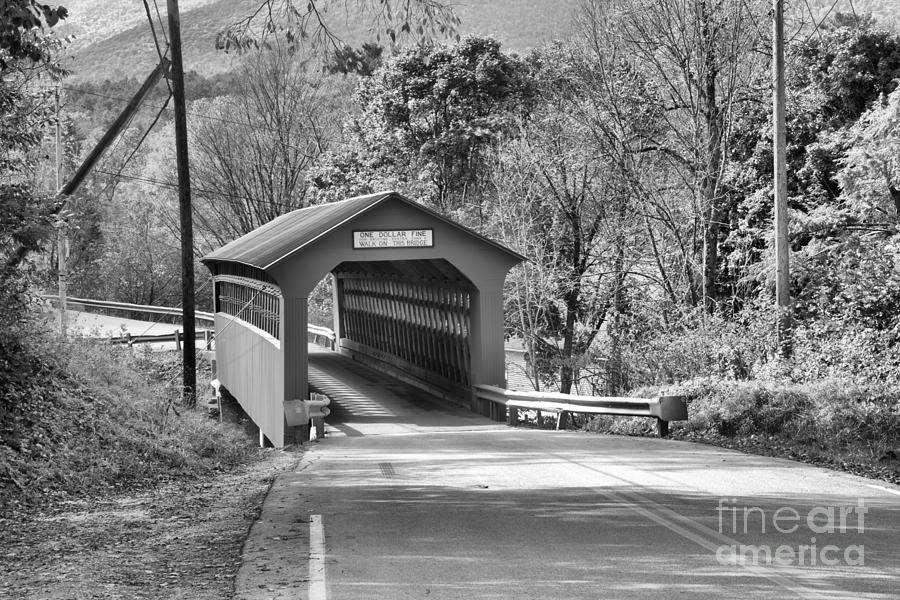 Bridge Photograph - Bennington Chiselville Covered Bridge Black And White by Adam Jewell