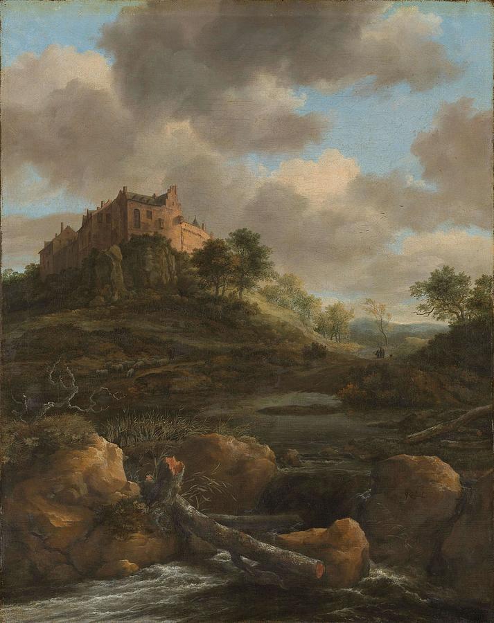 Bentheim Castle. Painting by Jacob Isaacksz van Ruisdael -1628-1682-