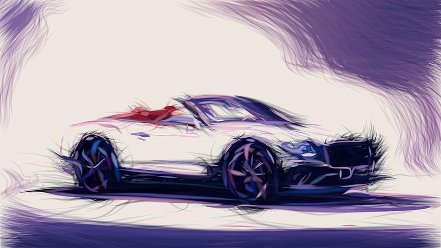 Bentley Continental GT Convertible Drawing Digital Art by CarsToon Concept