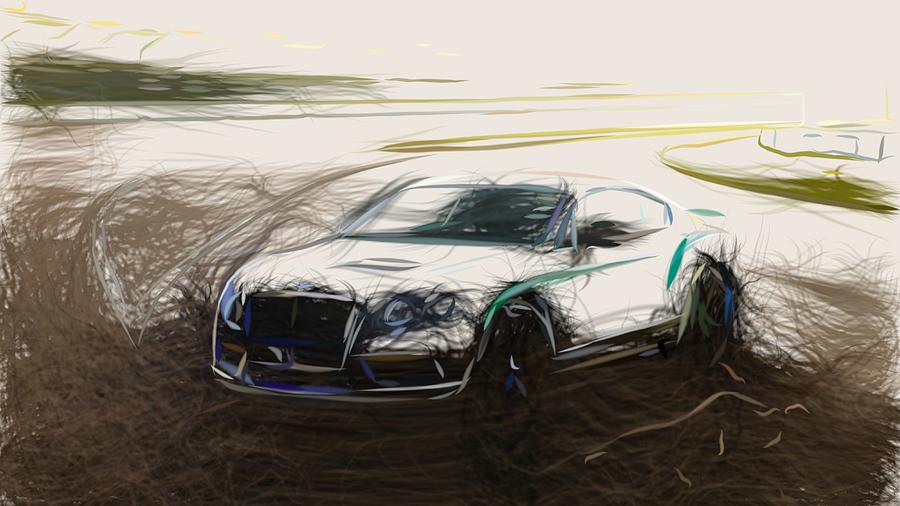 Bentley Continental GT3 R Drawing Digital Art by CarsToon Concept