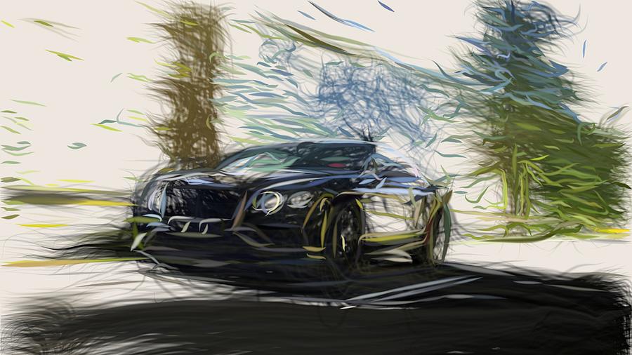 Bentley Continental Supersports Drawing Digital Art by CarsToon Concept