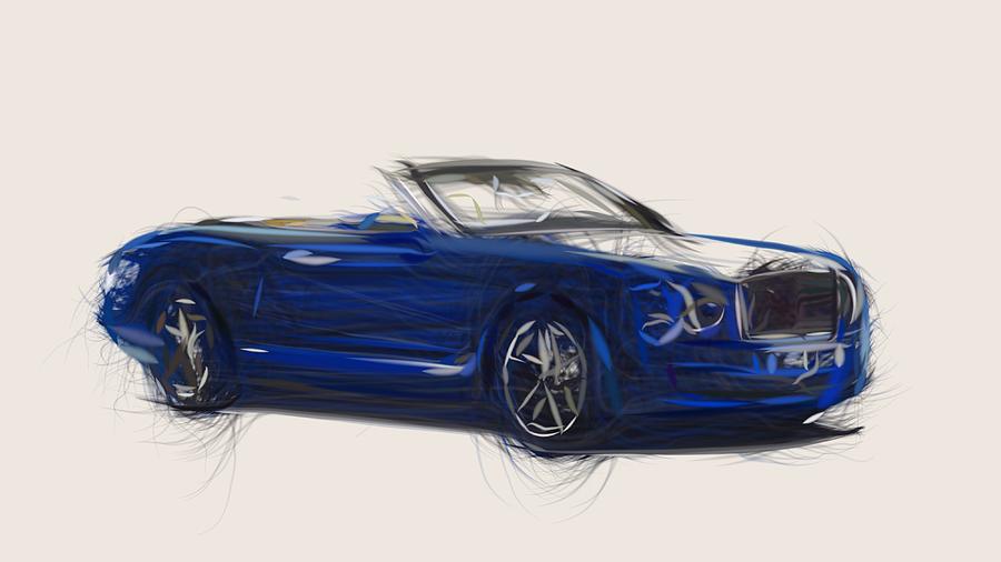 Bentley Grand Convertible Drawing Digital Art by CarsToon Concept