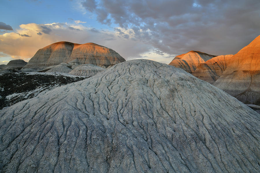 Bentonite Dunes of Blue Mesa at Sunset Photograph by Ray Mathis