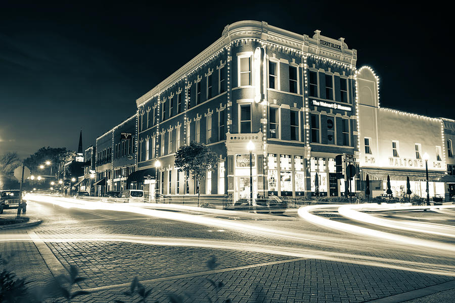 Bentonville Skyline From Central and Main - Sepia Edition Photograph by Gregory Ballos