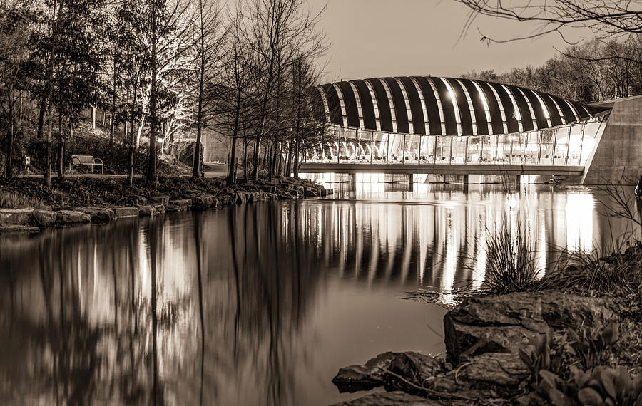 Bentonvilles Crystal Bridges Night Sepia Reflections Photograph