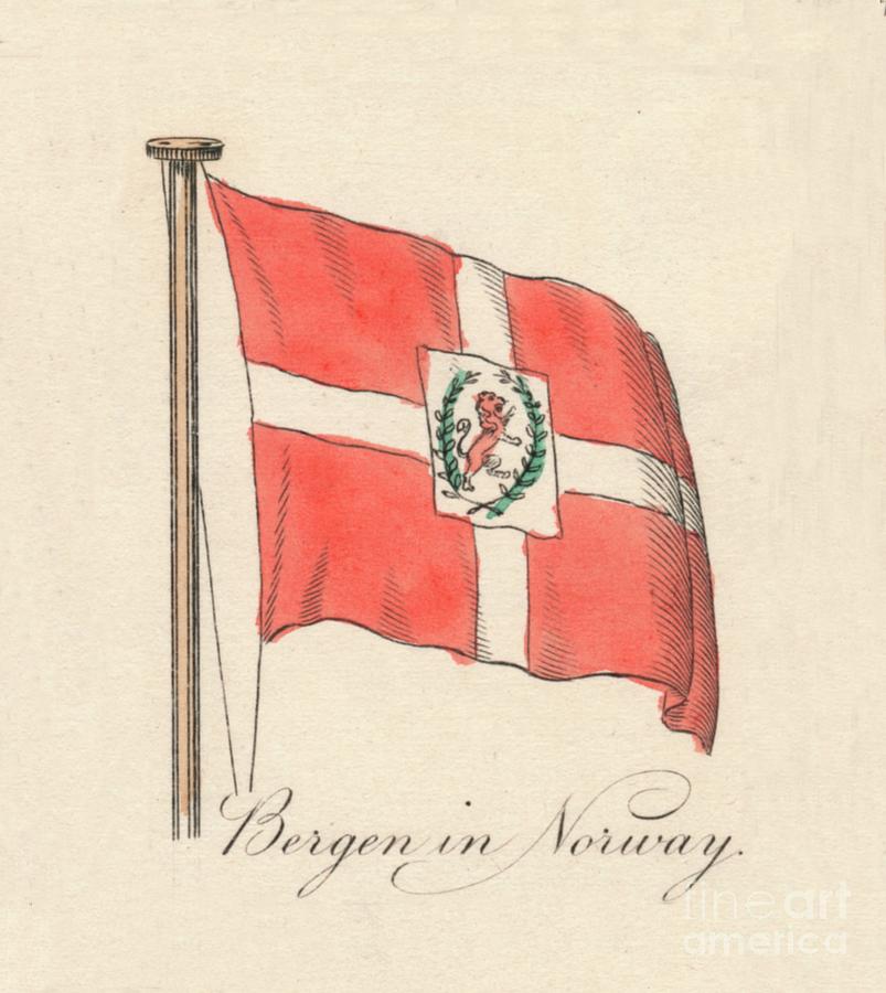 Bergen In Norway, 1838 Drawing by Print Collector