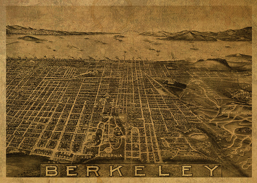 Berkeley California Vintage City Street Map 1909 Mixed Media by Design ...