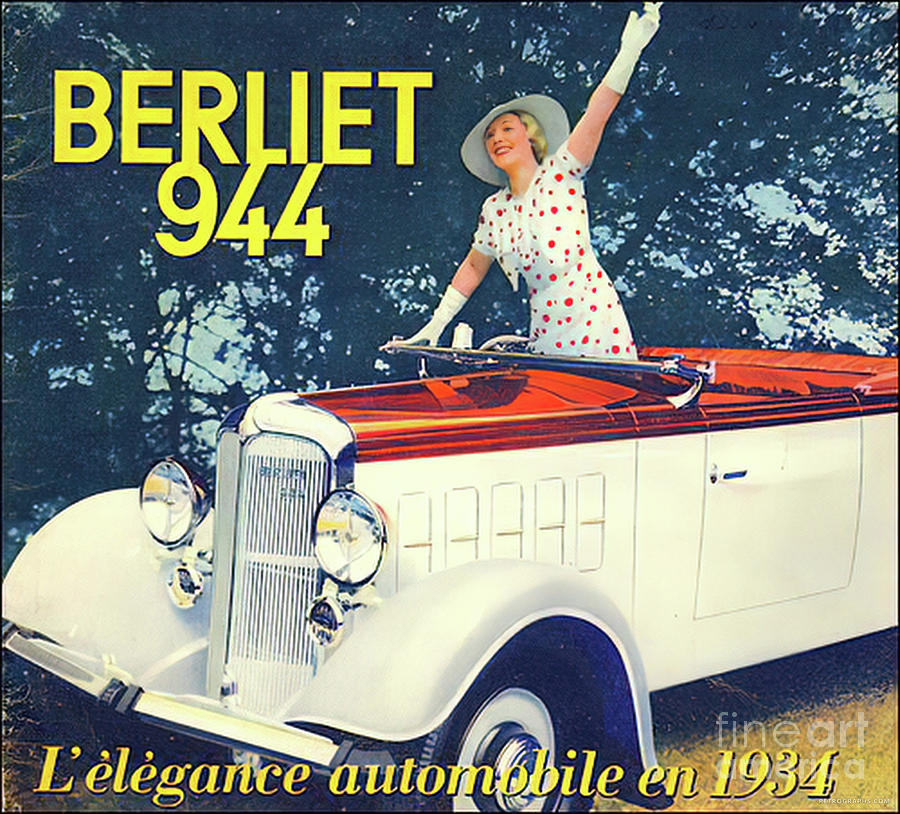 Berliet 944 Vehicle With Fashion Model Mixed Media by Retrographs
