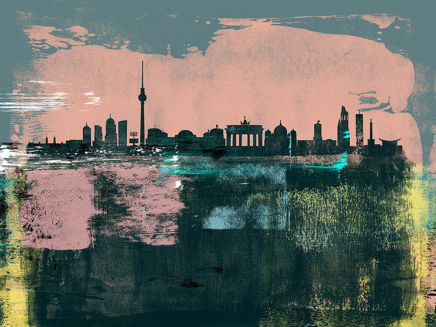 Berlin Abstract Skyline II Mixed Media by Naxart Studio