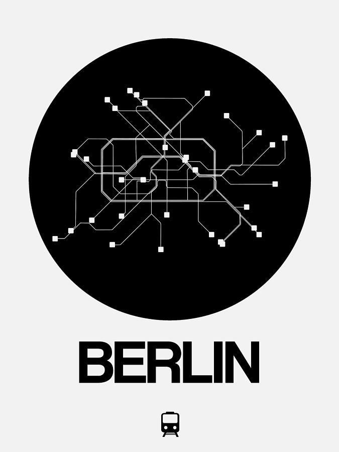 Berlin Digital Art - Berlin Black Subway Map by Naxart Studio