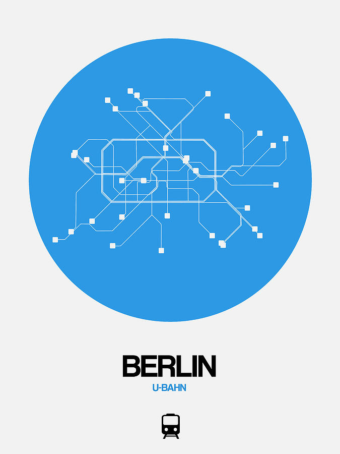 Berlin Digital Art - Berlin Blue Subway Map  by Naxart Studio