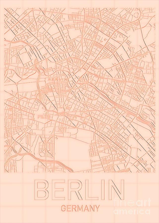Berlin Blueprint City Map Digital Art by HELGE Art Gallery
