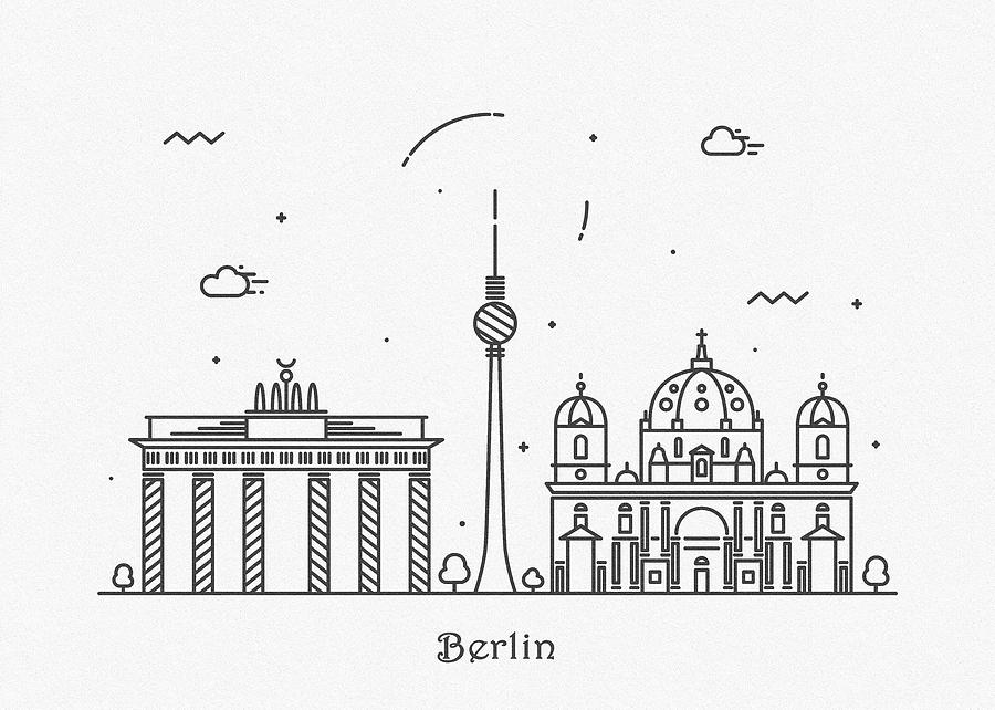 Berlin Cityscape Travel Poster Drawing by Inspirowl Design Pixels