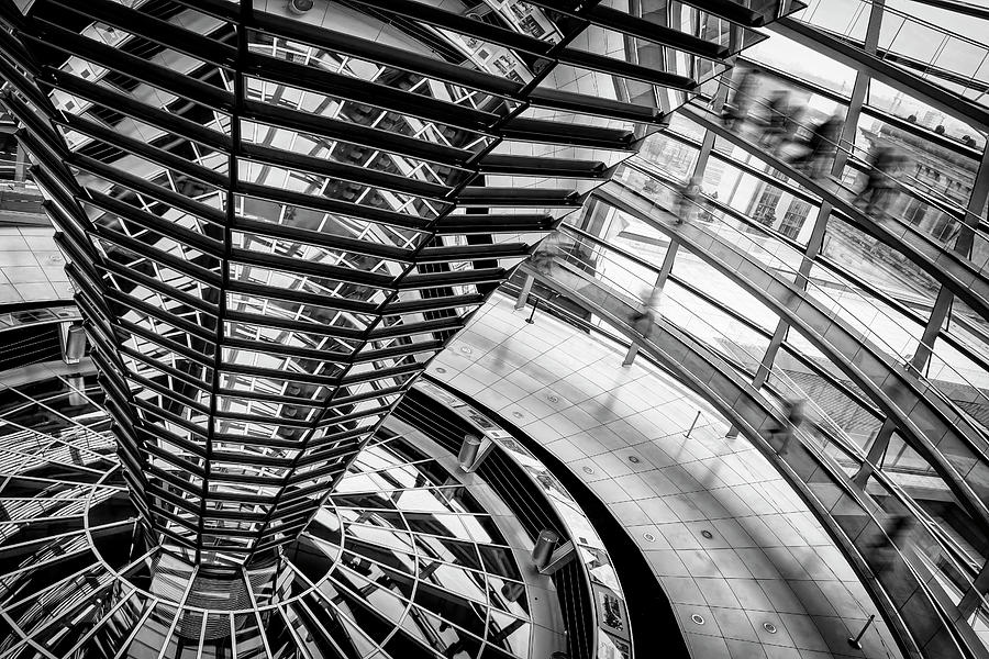 Berlin Photograph - Berlin Germany Reichstag Dome in Black and White by Carol Japp
