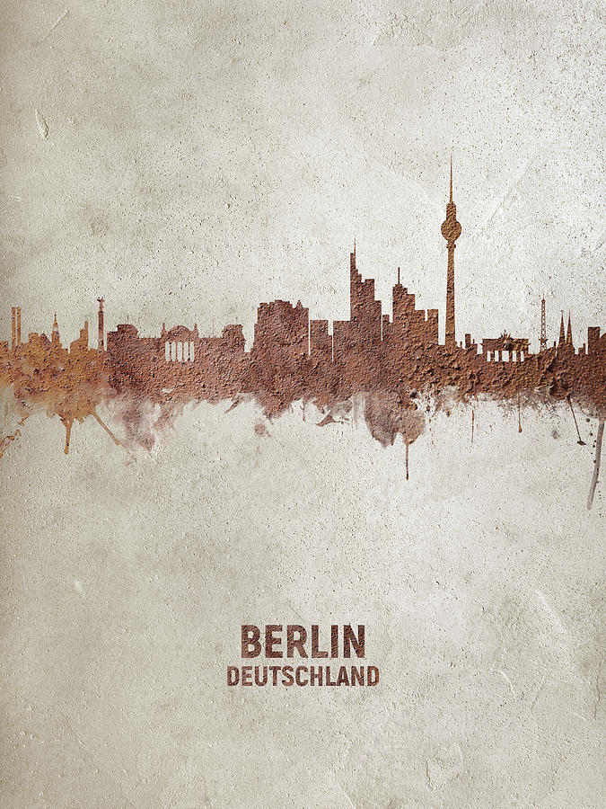 Berlin Digital Art - Berlin Germany Rust Skyline by Michael Tompsett