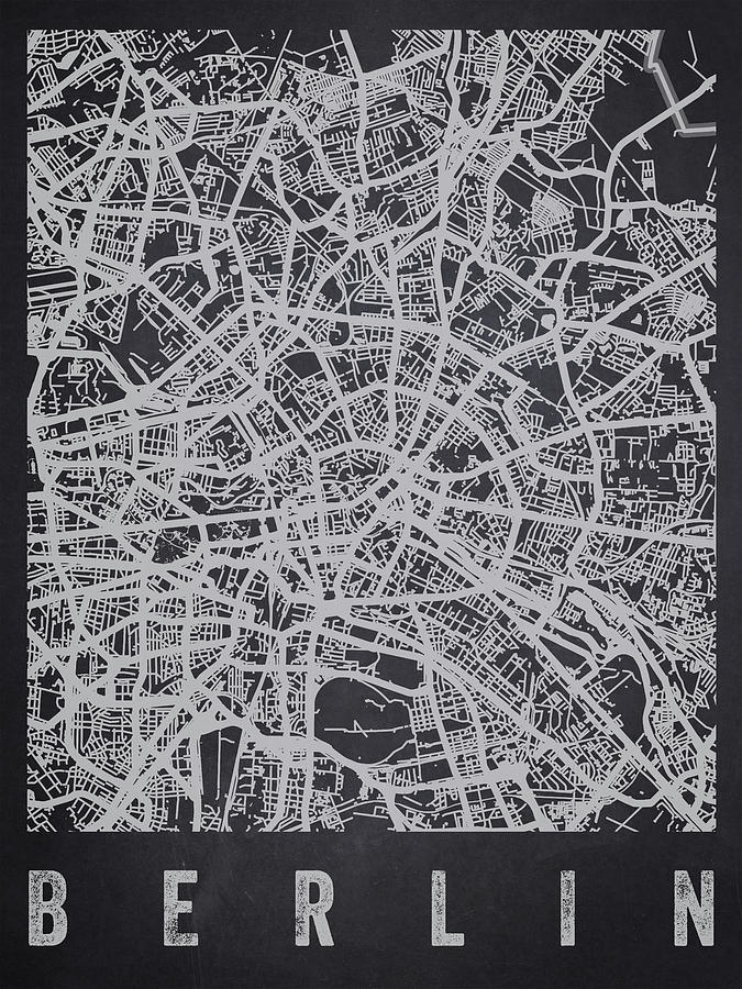 Berlin Germany Street Map - Charcoal Digital Art by Aged Pixel - Pixels