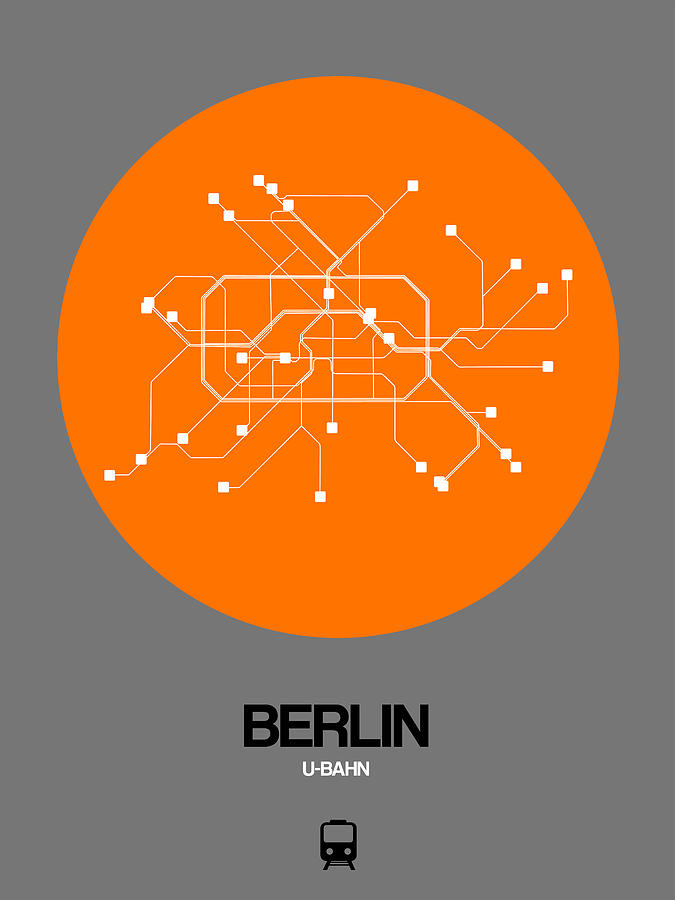 Berlin Digital Art - Berlin Orange Subway Map by Naxart Studio