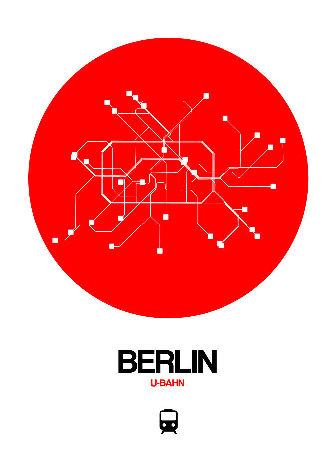 Berlin Digital Art - Berlin Red Subway Map by Naxart Studio
