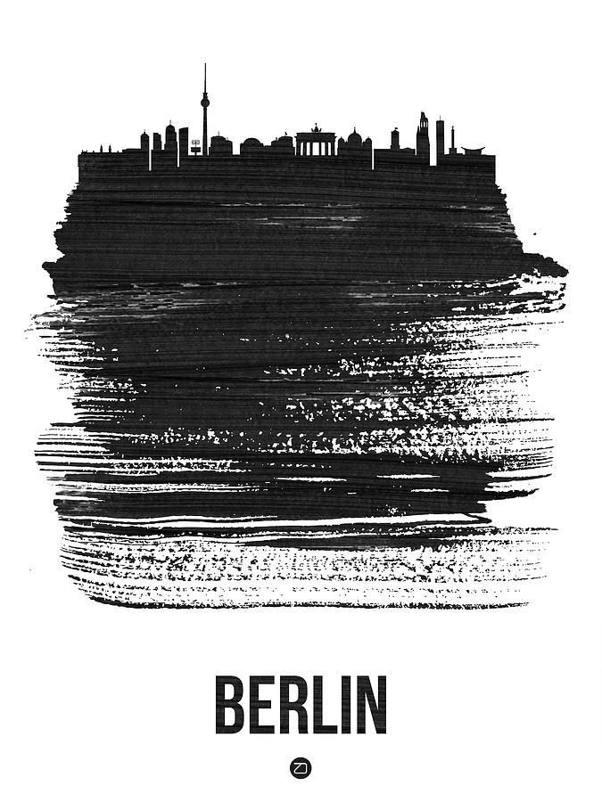 Berlin Mixed Media - Berlin Skyline Brush Stroke Black by Naxart Studio
