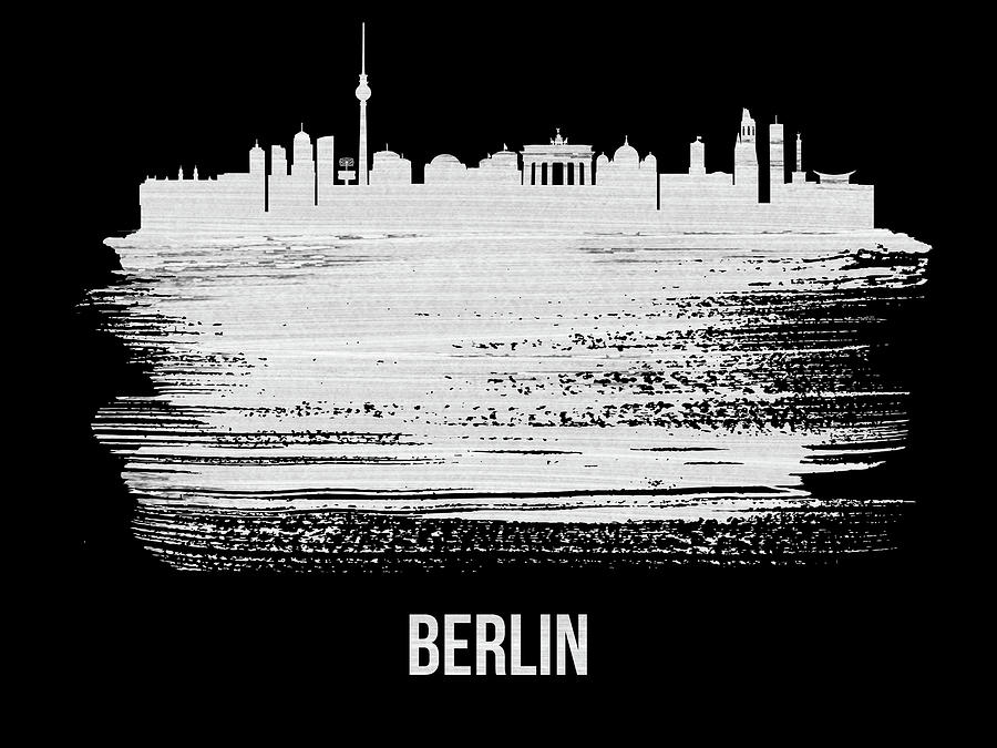 Berlin Mixed Media - Berlin  Skyline Brush Stroke White by Naxart Studio