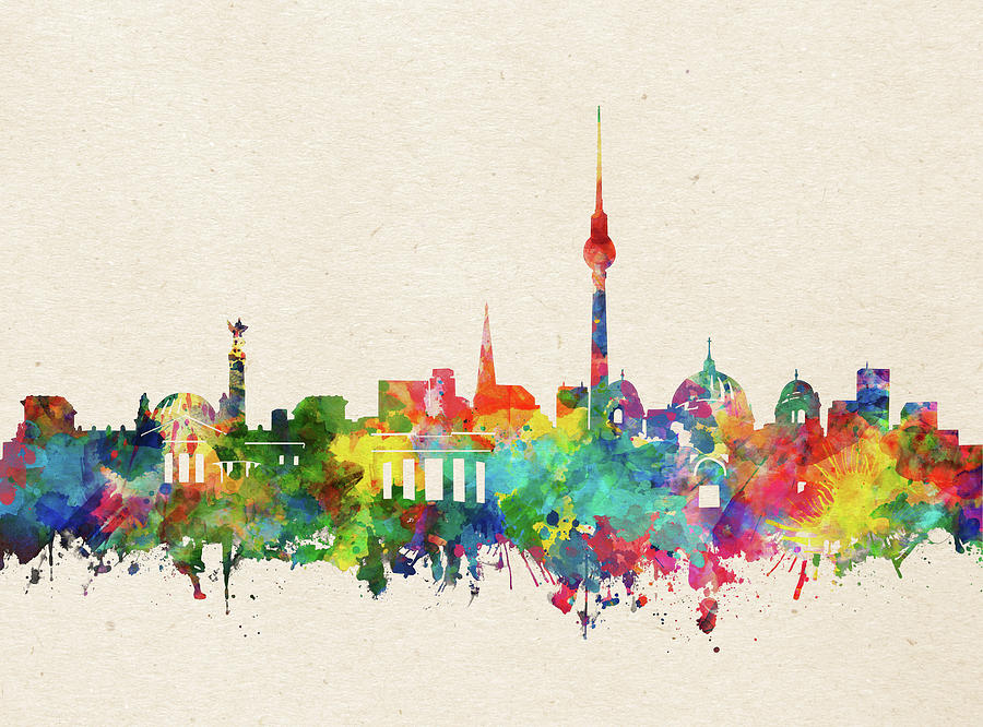 Berlin Skyline Watercolor Digital Art