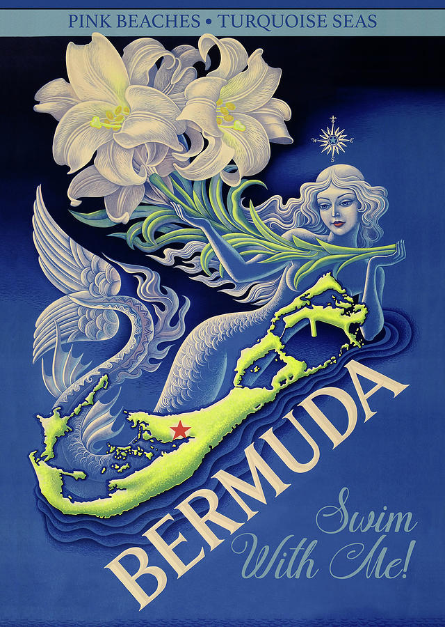 Mermaid Mixed Media - Bermuda Swim With Me by Vintage Lavoie