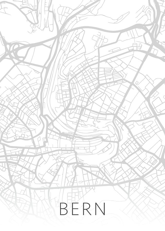 Black And White Mixed Media - Bern Switzerland City Street Map Black and White Minimalist Series by Design Turnpike