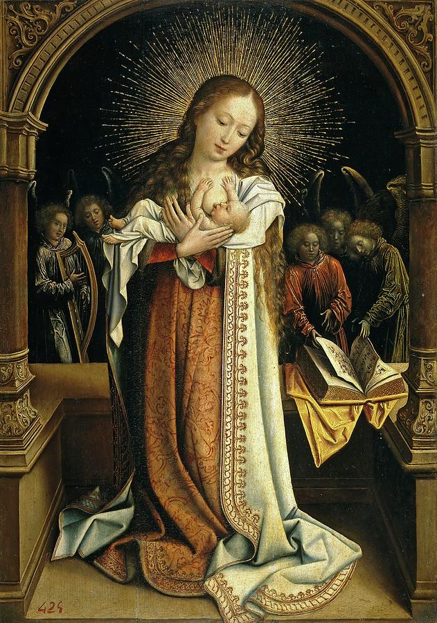 Bernard van Orley / The Virgin of the Holy Milk, ca. 1520, Flemish School. VIRGIN MARY. Painting by Bernard van Orley -c 1487-1541-