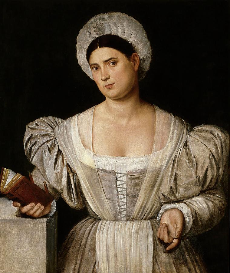 Bernardino Licinio Portrait of a Woman -Agnese, Sister-in-laws Painter?-,1525-1530. Painting by Bernardino Licinio -c 1485-c 1560-