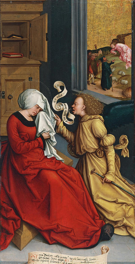 Bernhard Strigel -Memmingen, 1460-1528-. The Annunciation to Saint Anne -ca. 1505 - 1510-. Oil on... Painting by Bernhard Strigel -1460-1528-