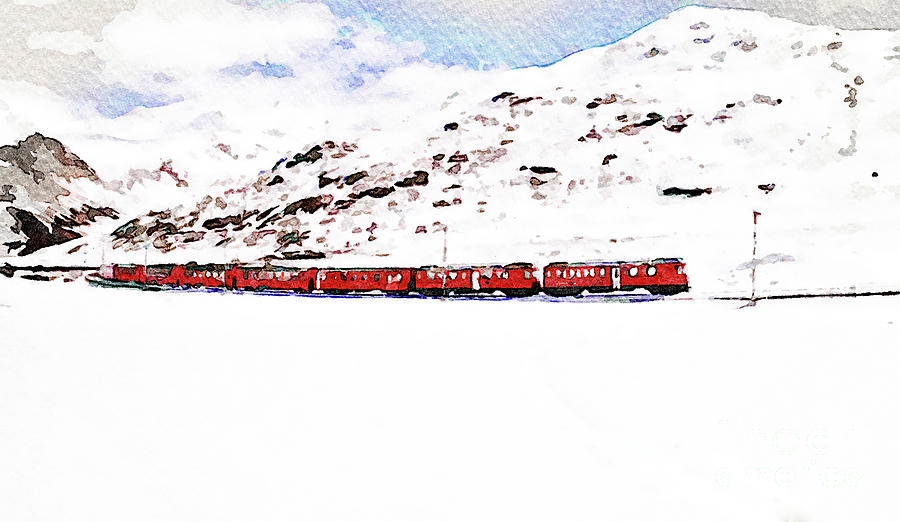 Train Digital Art - Bernina Suot by Nando Lardi