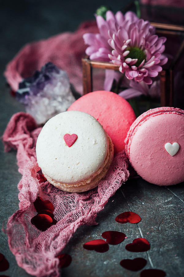 Berry And Yogurt Macarons For Valentines Day Photograph by Kate Prihodko