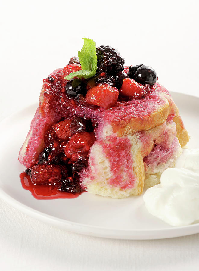 Berry Bake With Whipped Cream Photograph by Franco Pizzochero