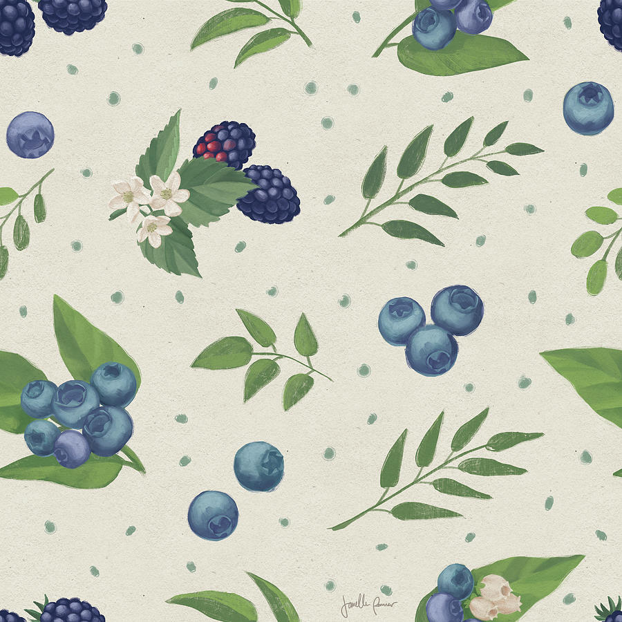 Blueberry Mixed Media - Berry Breeze Pattern II by Janelle Penner