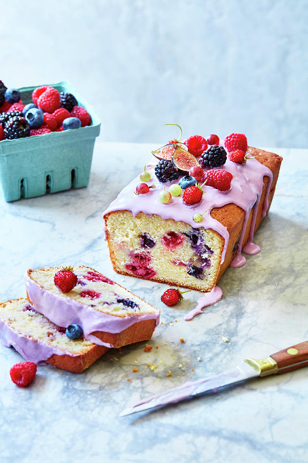 Berry Cake With A Glaze, Sliced Photograph by Leigh Beisch