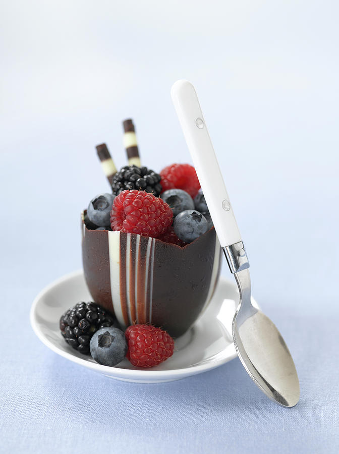 Berry Dessert In Chocolate Cup Photograph by Daniel Hurst Photography
