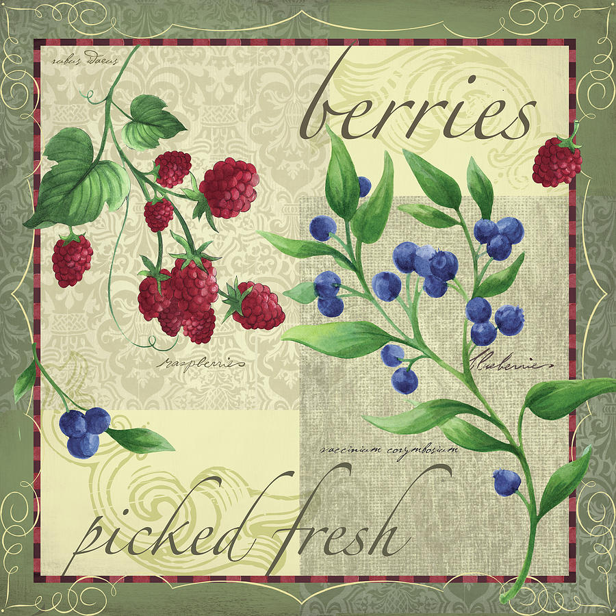 Raspberry Mixed Media - Berry Patch by Fiona Stokes-gilbert