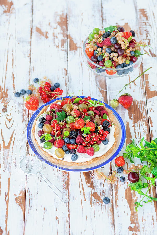 Berry Pie With Mascarpone Cream Photograph by Irina Meliukh