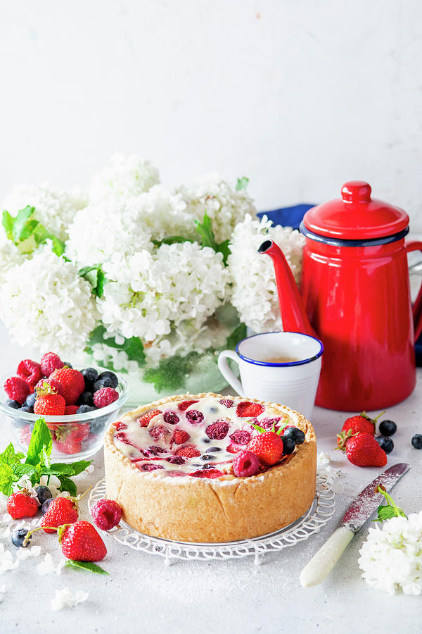 Berry Sour Cream Pie Photograph by Irina Meliukh
