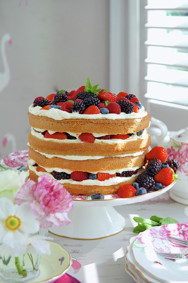 Berry Torte For Special Occasion Photograph by Winfried Heinze