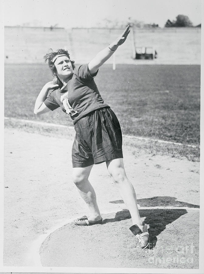 Bertha Stepanik In Shot Put Action Photograph by Bettmann Fine Art