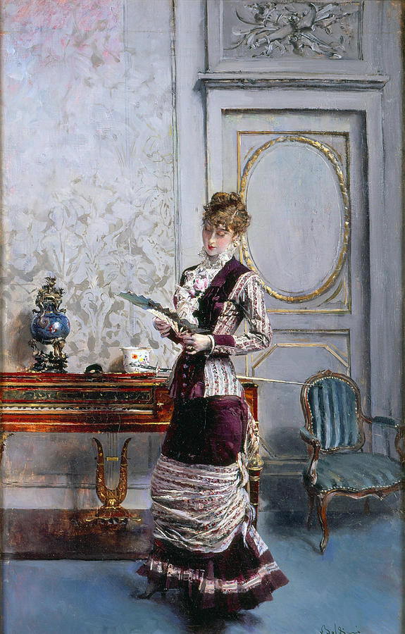 Berthe Admiring A Fan, 1878 Painting By Giovanni Boldini 