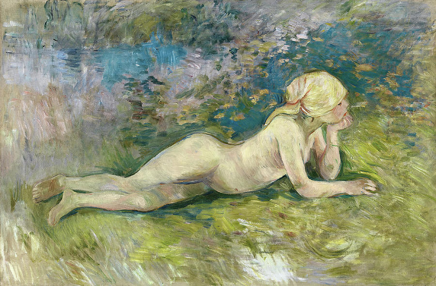 Berthe Morisot Painting - Berthe Morisot -Bourges, 1841 - Paris, 1895-. Reclining Nude Shepherdess -1891-. Oil on canvas. 5... by Berthe Morisot -1841-1895-